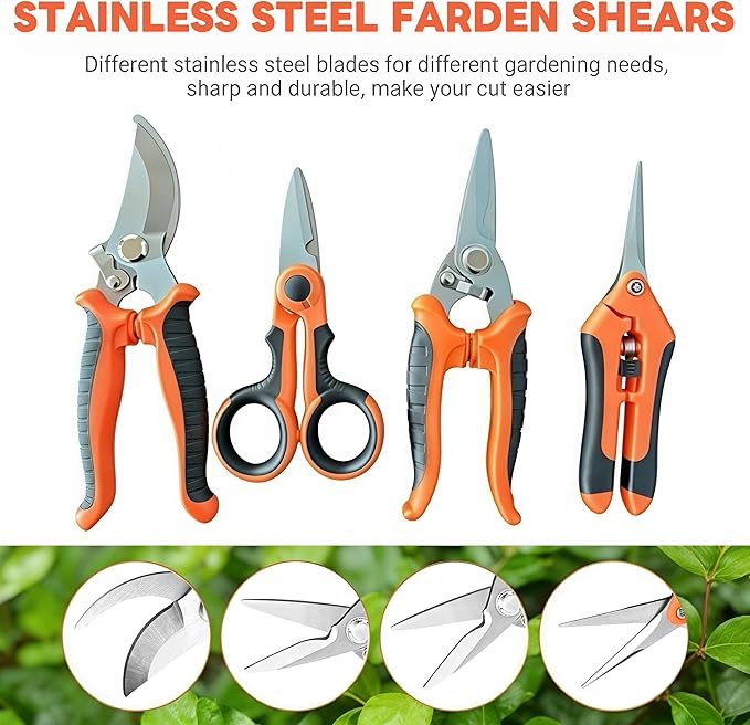 4 Pack Garden Pruning Shears, Stainless Steel Pruning, Stainless Steel Pruning, Pruning Snips, Flower Trimming, Pruning Shears for Gardening Tools