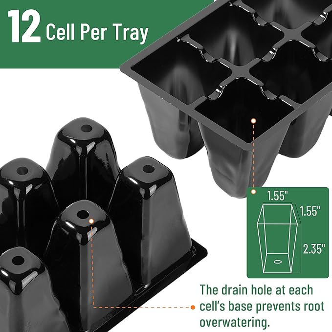 Mr. Pen- Seed Starter Tray Kits, 6.6"x4.6", 10 Set, Total 120 Cells, Durable Plant Germination Trays with Humidity Vented Domes and Bases, Ideal for Seed Starting, Indoor Gardening and Greenhouse
