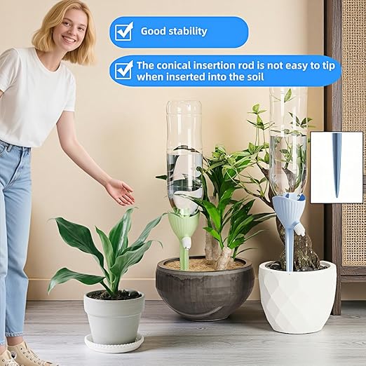 Self-Watering Spikes for Plants, Adjustable Dripping Irrigation Stakes with Valve, Automatic Watering System for Indoor & Outdoor Potted Plants, Universal Fit 28-30mm Bottles (2 Pack)