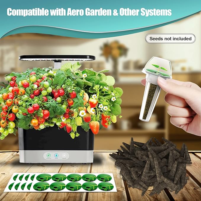 Haligo 124 pcs Seed Pod Kit for Aerogarden, Grow Anything Kit for Indoor Hydroponics Garden, Hydroponics Supplies with 50 Grow Sponges, 50 Pod Labels, 12 Baskets, 12 Planting Domes