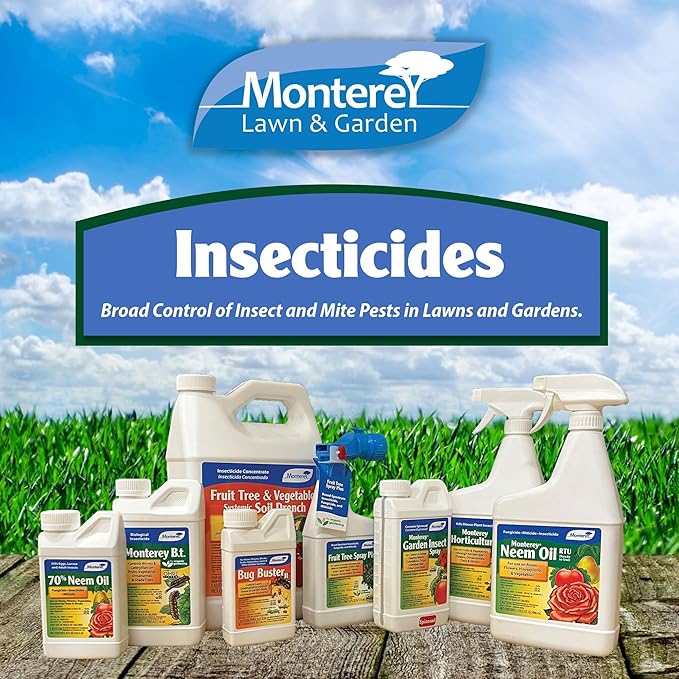 Monterey Fruit Tree Spray Plus for Control of Insects, Diseases, and Mites - Organic Gardening OMRI Listed, Contains Neem Oil and Pyrethrins - 15 oz