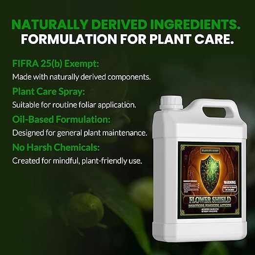 Humboldts Secret Flower Shield | Plant Care Spray for Routine Foliar Application & Maintenance | Naturally Derived, Oil-Based Formula | Indoor & Outdoor Plants | 1 Gallon