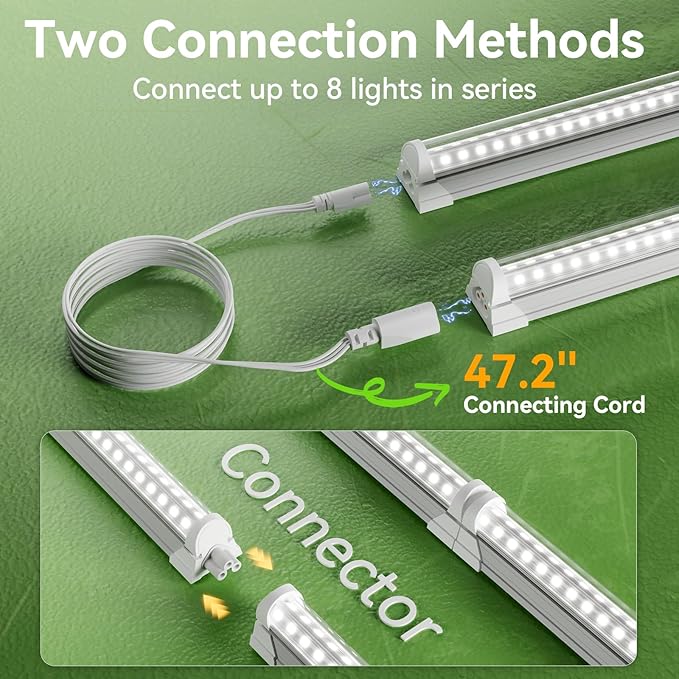 3FT Grow Lights for Indoor Plants,T8 5000K Full Spectrum Plant Light,192W(6 x 32W), LED Grow Light Strips with Timer, Aluminum Reflector, Linkable,Plant Growing Lamp Fixture for Greenhouse Indoor 6pcs
