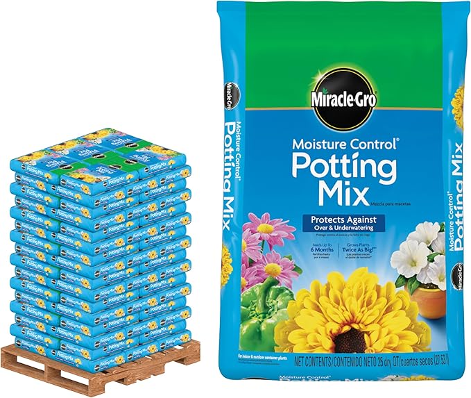 Miracle-Gro Moisture Control Potting Mix - Plant Soil for Container Plants, Protects Against Over- and Under-Watering, 25 qt. (80-Bag Pallet)