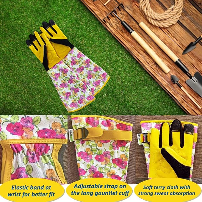 Long Gardening Garden Gloves,Thorn-proof&Puncture Resistance Rose Cactus Gauntlet Glove for Gardener,Gifts