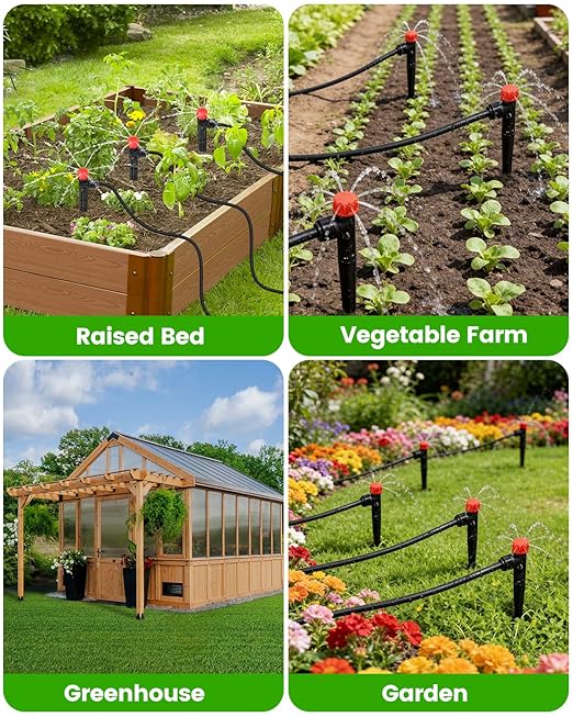 36 Pack Drip Irrigation Parts, Quick Connect 8-Outlet Adjustable 360° Emitters for Garden & Farm Irrigation Systems