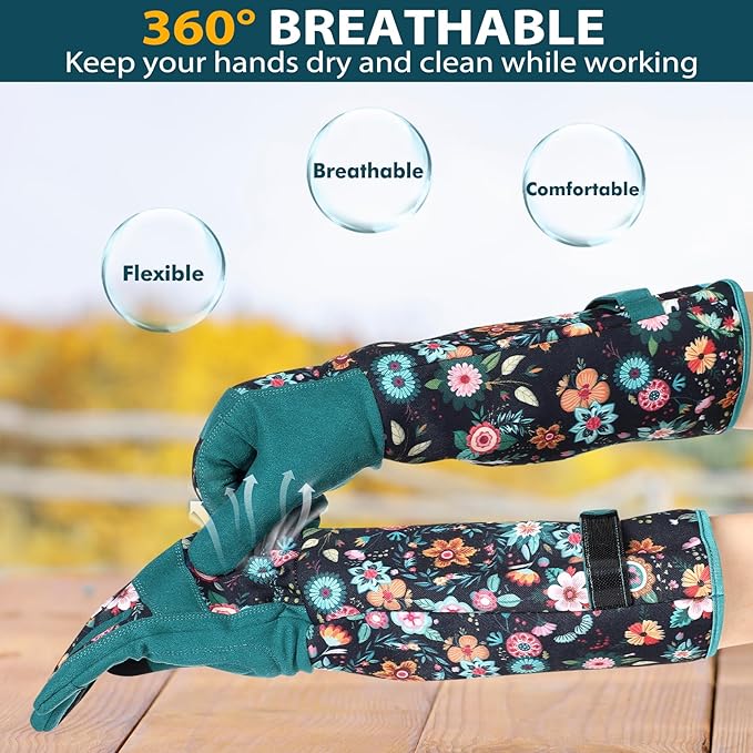Trifabricy Gardening Gloves for Women, Breathable Leather Garden Gloves with Grip, Thorn-Proof Puncture-Resistant Work Gloves