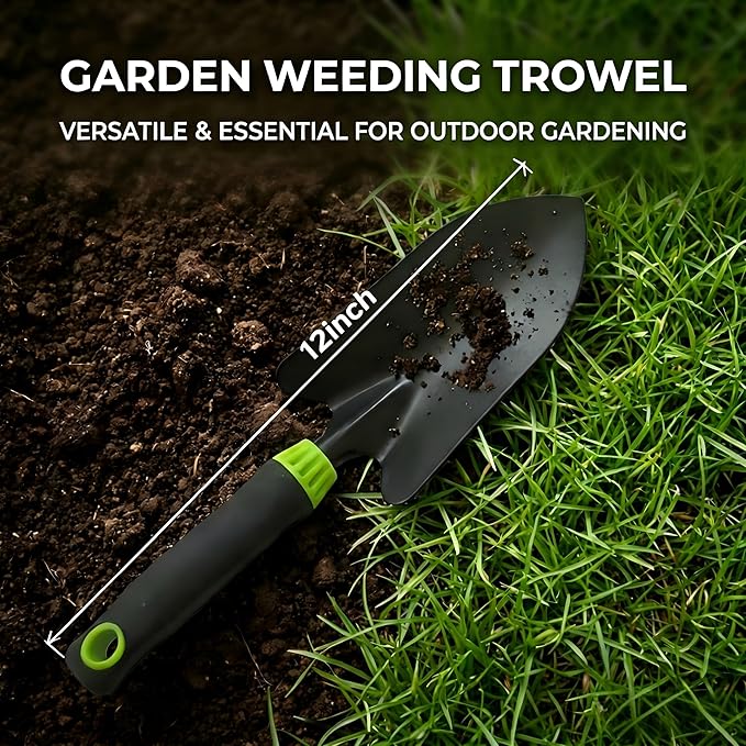Seesii 12-Inch Stainless Steel Trowel & Weeder, Heavy Duty Gardening Tool with Ergonomic Handle, Ideal for Digging, Weed Pulling, Loosening Soil, Transplanting-Lawn, Yard, Flower Bed, Vegetable Garden