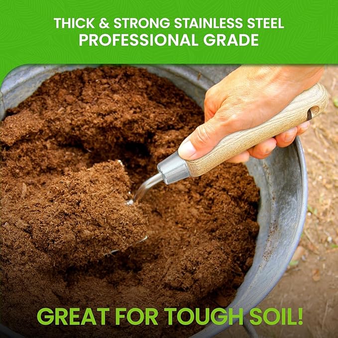 Garden Guru Eco Super Strong Garden Trowel with Ergonomic Wood Handle - 100% Recycled Stainless Steel - Rust Resistant - FSC Certified Wood - Perfect Tool for Gardening Weeding Transplanting (2 Pack)