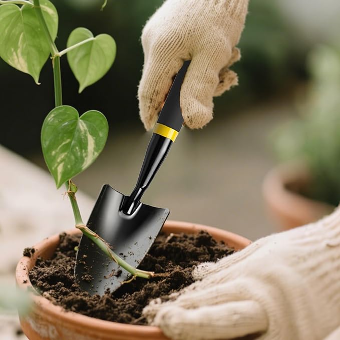 Garden Trowel - Metal Hand Shovel with Rubber Handle. This Garden Hand Trowel is Easy to use and Suitable for Soil Planting, Digging, transplanting and Outdoor Exploration Activities (Narrow Shovel)