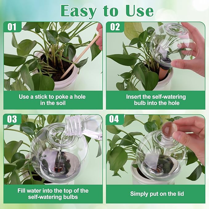 4+1 Pack Plastic Rainbow Plant Watering Globes, 16.91 oz Self Watering Planter Insert Top Fill Self-Watering Bulbs for Indoor Plants, with 1 Cleaning Brush