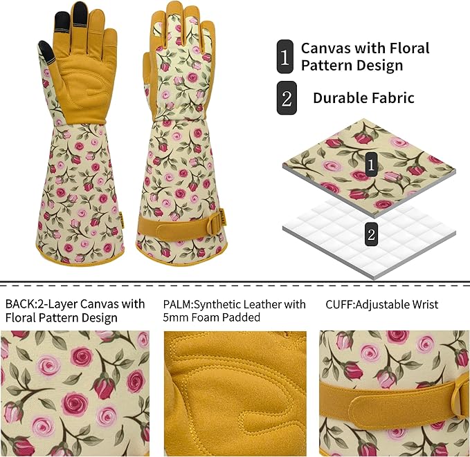 Thorn-proof Gardening and Garden Gloves,Durable Long Rose Yard Work Glove,Gifts for Men Women,Touchscreen