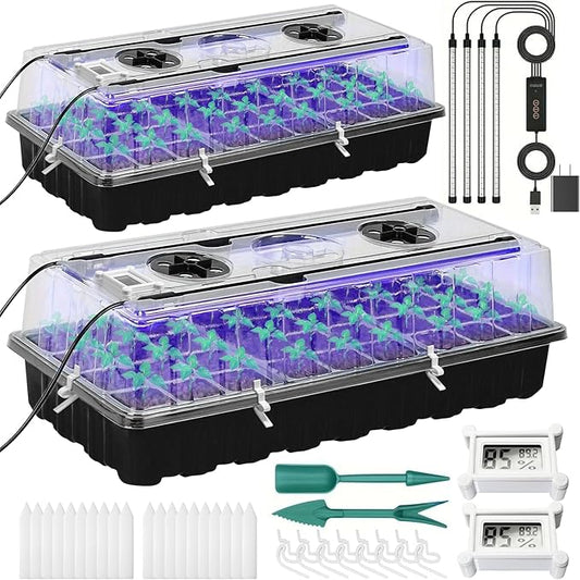 Seed Starter Tray with Grow Light,72-Cell Seed Starter Kit with Magnetic Hygrometer,Seed Germination Kit with Humidity Dome,User-Friendly Plant Germination Trays for Indoor Plants