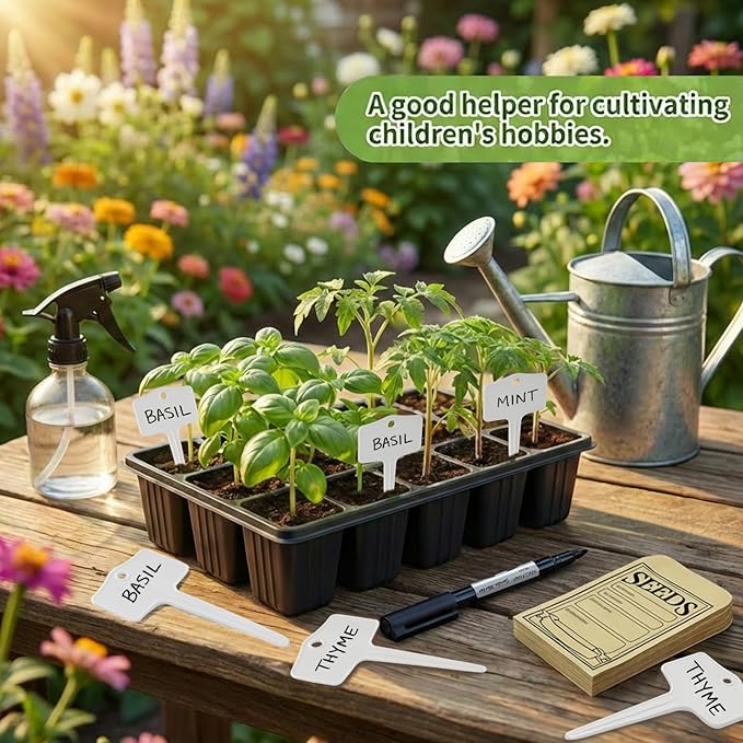 30 Pcs Seed Envelopes, 30 Pcs Plant Labels and 1 Plant Marker (White)