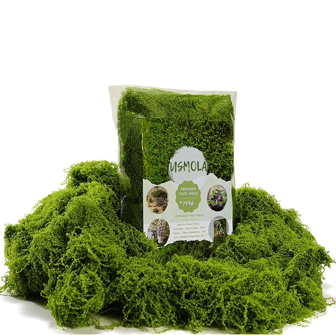USMOLA 3.5OZ Fake Moss for Plants Indoor - Artificial Moss for Table Centerpieces, Fairy Gardens, Terrariums - Realistic Faux Grass for Wedding Christmas Party Decor (Light Green)