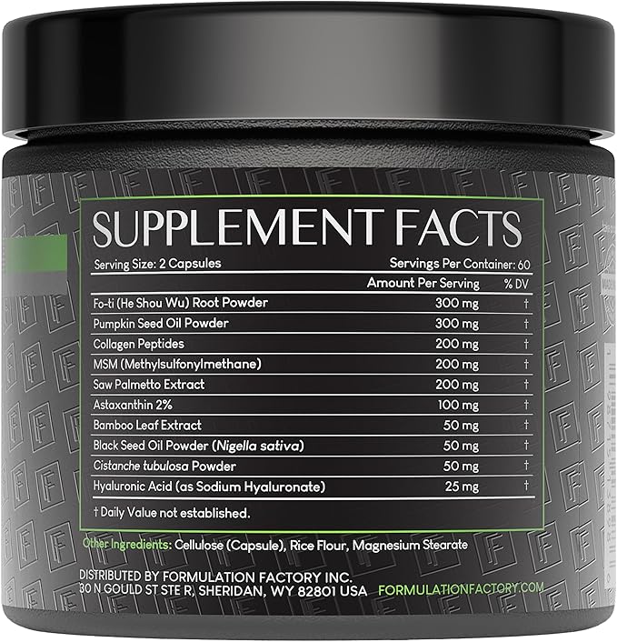 Formulation Factory Crown of Glory 10-in-1 Hair Growth Products - DHT Blocker for Men & Women with Pumpkin Seed Oil - Hair Vitamins for Faster Growth & Thickness - 120 Capsules, 2 Month Supply