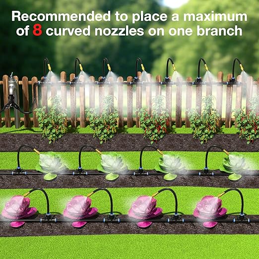 MIXC 100Ft 1/4" Drip Irrigation System,2026-Upgrade Garden Irrigation Kit with 16pcs Adjustable Copper Nozzles,Automatic Atomizing Watering Sprinkler System for Outdoor,Raisedbed,Lawn,Greenhouse