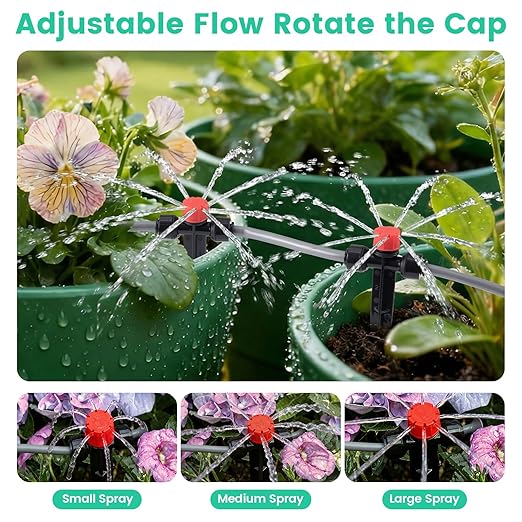 Upgrade 240FT Quick-Connect Drip Irrigation System Kit, Auto Garden Watering System with 1/4" & 1/2" Fast-Lock Tubing, Adjustable Nozzles Emitters for Raised Garden Beds,Greenhouse, Lawn, Patio