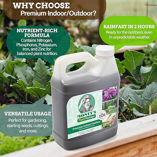 PlantVantage Premium Indoor and Outdoor Plant Food – NPK Fertilizer (4-15-12) with Zinc & Iron, Liquid Fertilizer for Vegetables, House Plant, & Trees - Indoor and Outdoor Plant Fertilizer – 1 Gal