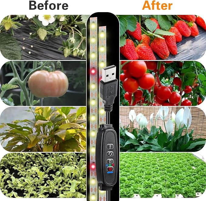 Grow Light Strip Waterproof Grow Lights for Indoor Plants Full Spectrum Plant Grow Lights Indoor with Auto ON/Off Timer White Red 120 LEDs Sunlike Grow Lamp for Plant Light for Indoor Plants (1)