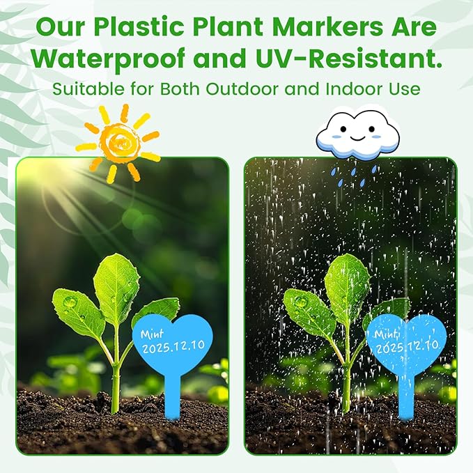 Platic Plant Markers 120PCS Plant Tags with Black Pen Garden Markers for Plants Outdoor Garden Labels Outdoor Waterproof Gardening Essentials Herb Signs Blue Seed Marker Gifts for Gardeners