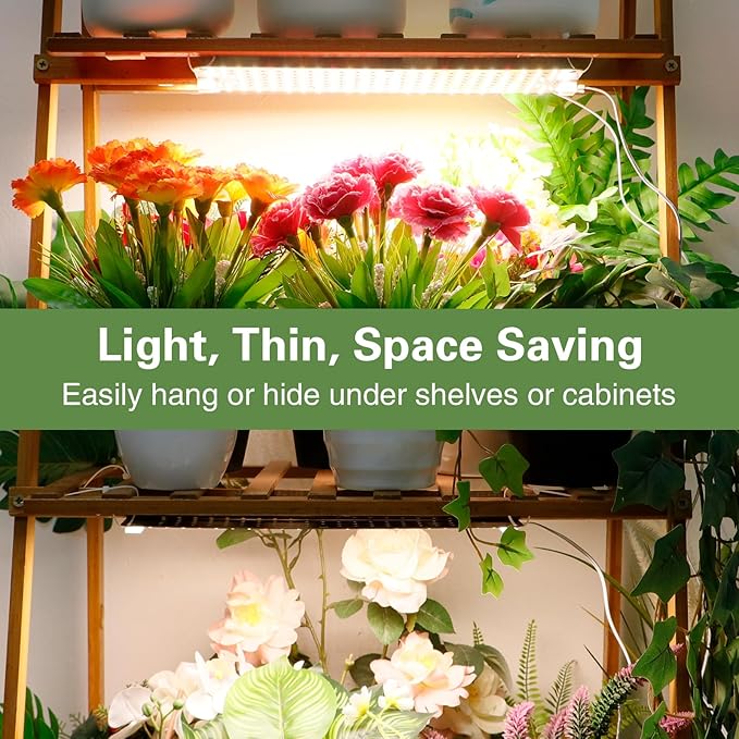 40W Ultra-Thin Panel Full Spectrum Grow Lights, 768 LEDs Growing Light for Indoor Plants with Daisy Chain Function, Grow Lights for Seed Starting with 4/8/12/16/20H Auto On/Off Timer (4pcs)