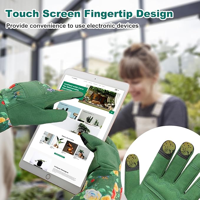 DLY Gardening Gloves, Garden Gloves for Women, long gardening gloves for Garden Work and Yard,Durable and Comfortable(Small, Green