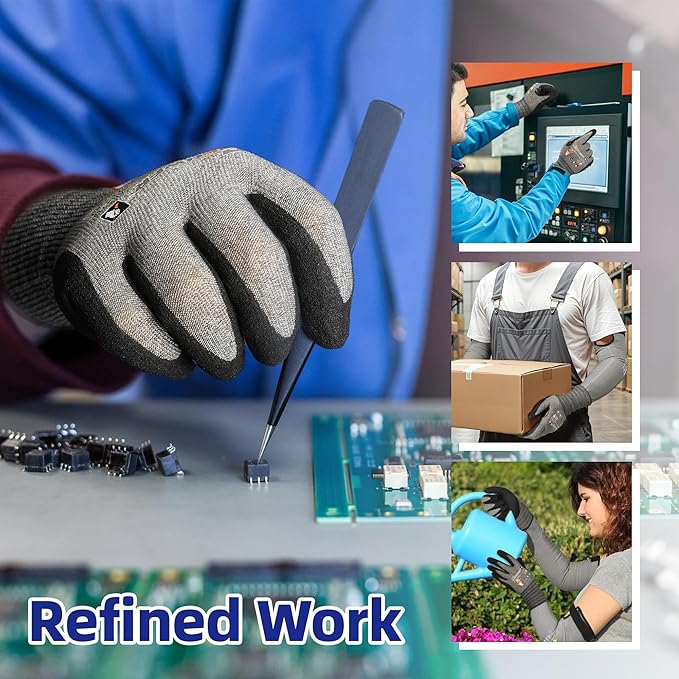 Schwer A4 AIR-SKIN Cut Resistant Work Gloves AR5918 with Extreme Lightweight & Thin, Grip Gloves for Gardening, Fishing, Refined Work, Mechanic, Touch-Screen, 3D-Comfort Fit, 1 Pair (M)
