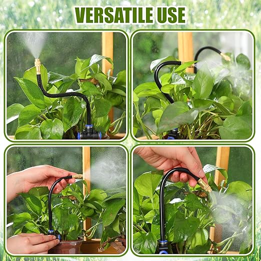 MorningRo 98 ft Drip Irrigation Kit, 5/16" Tube Automatic Watering System with 30pcs 360° Adjustable Brass Nozzles, Water Saving DIY for Garden, Lawn, Yard, Greenhouse Plants