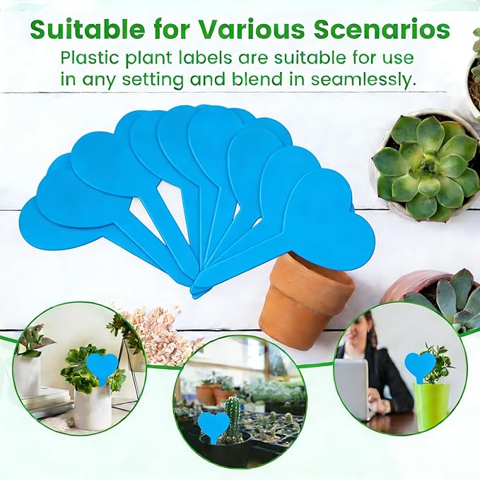 Platic Plant Markers 120PCS Plant Tags with Black Pen Garden Markers for Plants Outdoor Garden Labels Outdoor Waterproof Gardening Essentials Herb Signs Blue Seed Marker Gifts for Gardeners