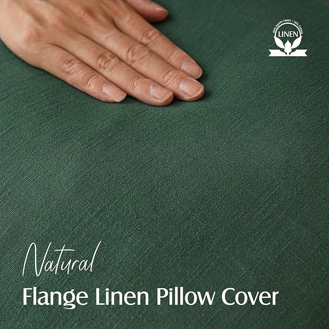 Foindtower Set of 2, Decorative Linen Soild Throw Pillow Covers Soft Accent Euro Cushion Case Farmhouse Neutral Pillowcase for Chair Couch Sofa Bedroom Living Room Home Decor 26 x 26 Inch Pine Green