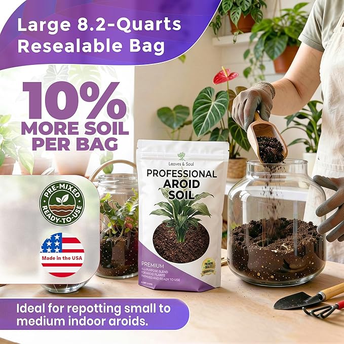 Professional Aroid Soil | Premium All Purpose Blend | Extra Large 8.2 Quarts | Ready to Use for Indoor Plants | Peat Moss, Coco Coir, Perlite, Dolomite