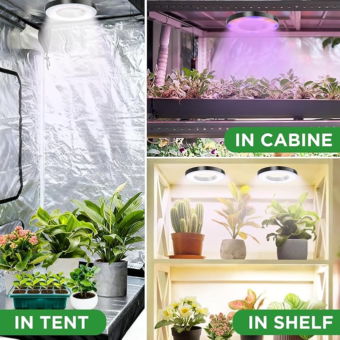 Tri-Head Grow Light for Indoor Plants, 10-Level Dimmable Plant Light with 6H/12H/16H Timer, 144 LEDs Full Spectrum Grow Lamp for Seedlings, 3 Lighting Modes, 7.5ft Long Cord for Under Cabinet, Shelves