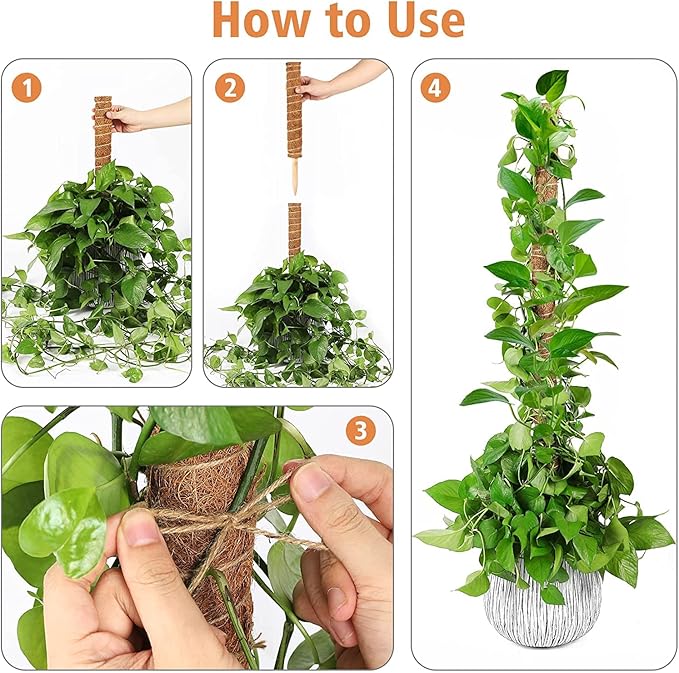 【2 Pack】 JJGoo Moss Pole, 2 Coco Coir Totem Poles Extending to 29 Inches, Plant Support Stick for Indoor Plants Climbing Plants Monstera, Sphagnum, Pothos