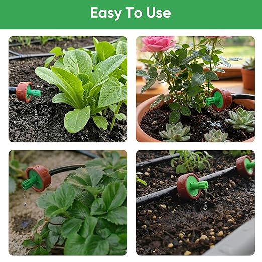 0.25 GPH Pressure Compensating Drippers for Garden System: Self-Cleaning Constant Flow Drippers for 1/4 Inch Drip Irrigation Tubing - Drip Irrigation Emitters for Drip Irrigation System Users (30pcs)