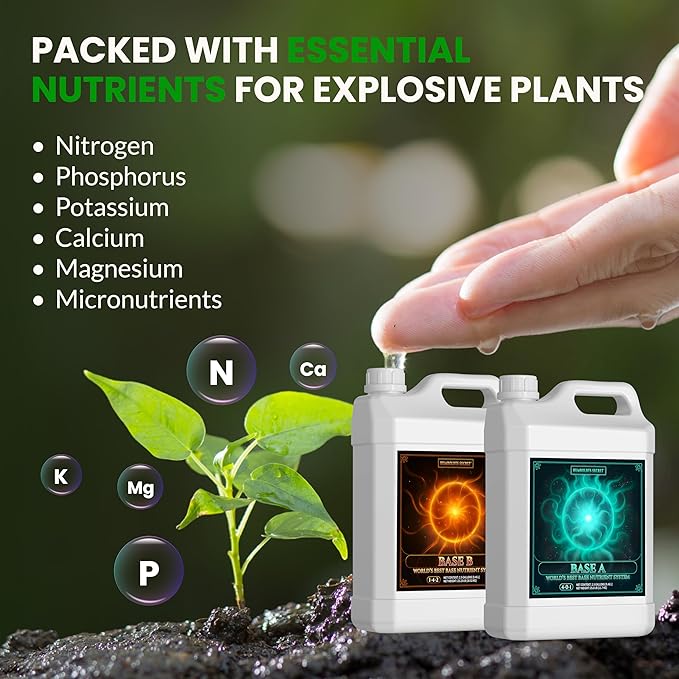 Humboldts Secret Base A & B Liquid Hydroponic Fertilizer | Complete Hydroponic Nutrients for Indoor and Outdoor Plants | Supports Healthy Vegetative Growth and Flowering Stage | 2.5 Gallon