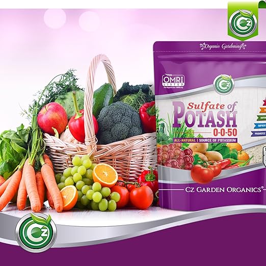 Organic Sulfate of Potash 0-0-50 Made in USA - Water Soluble SOP Potassium Plant Food for Plants & Flower Gardens - 3LB Low Chlorine Fertilizer. Enhances Color & Taste! OMRI Listed