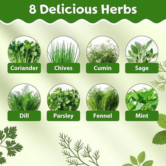 LUOJIBIE 8 Herb Indoor Garden Kit for Beginners, Complete Windowsill Growing Gifts Set with Tools, Mother's Day Gifts for Mom,Unique Christmas Birthday Gifts for Women Men Girls Kitchen Housewarming