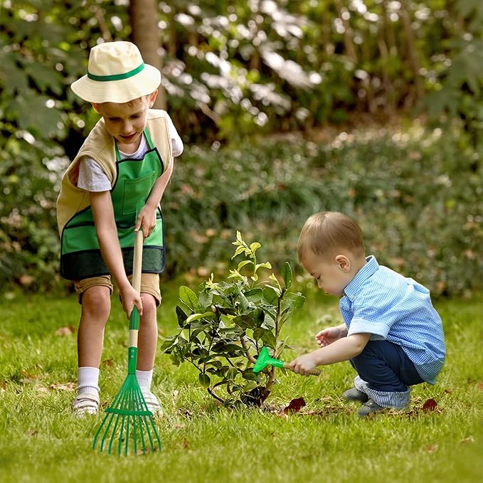 Kids Gardening Tools Set,11Pcs Garden Set for Kids with Shovel, Rake, Leaf Rake,Summer Outdoor Backyard Farm Digging Weed Toys Beach, Sand, Garden Play Set Birthday Gift for Boys Girls