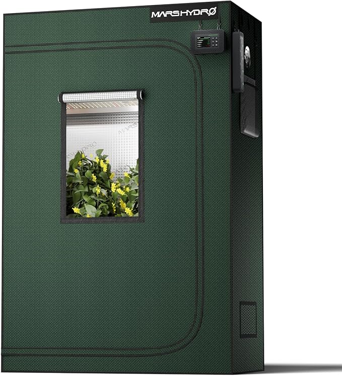MARS HYDRO 4x2x6 Grow Tent Pro,48"x24"x71" 2000D Thickened Polyester Canvas & High Reflective Mylar, Larger Observation Window, Controller & Socket Hanger,for TSL2000/SP3000 Indoor Plant Growing