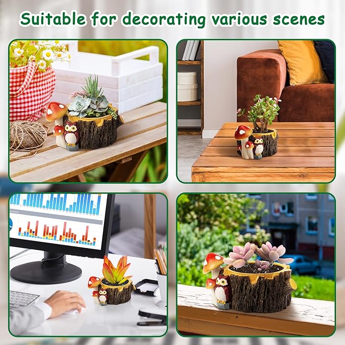 Owl Succulent Planters Flower Plant Pots for Plants with Drainage Hole，Planter Pots for Indoor Plants/Succulent/Cactus,Indoor Planter for Home Office Garden Decor