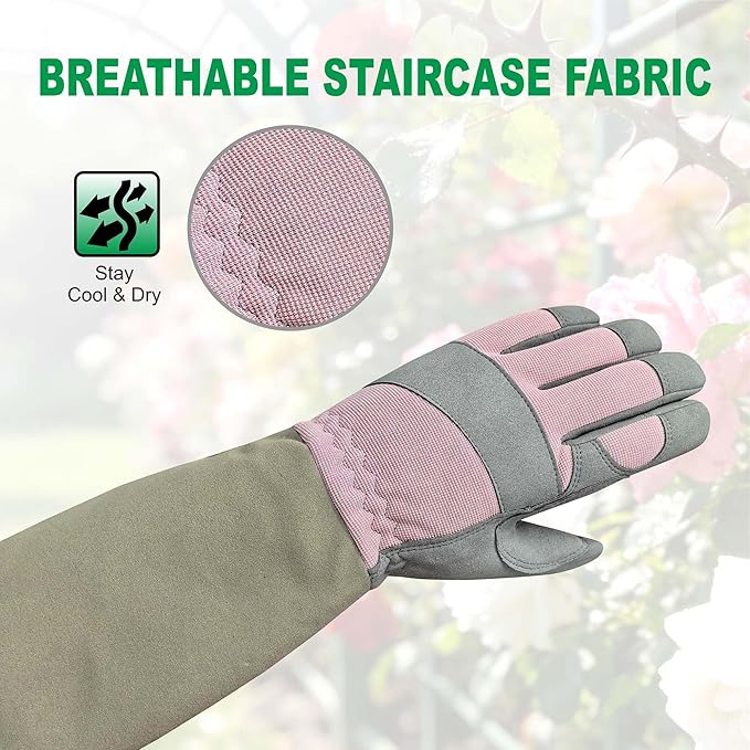 Rose Pruning Gloves Thorn Resistant, Embroidery Gardening Gloves with Extra Long Forearm Protection