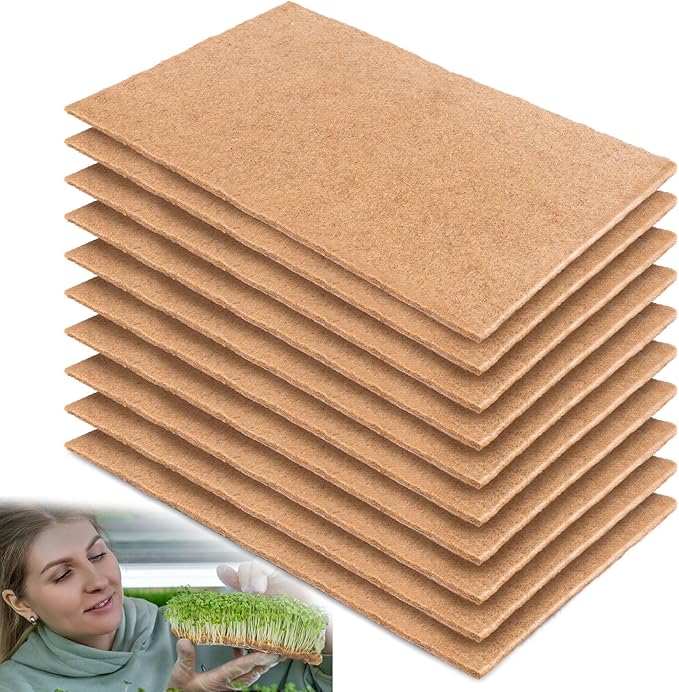 U0U 10PCS Jute Microgreens Grow Mats,10"x 20" Hemp Grow Mats for Microgreens, Microgreens Growing Trays,Hydroponic Growing Kits for Microgreens Wheatgrass and Sprouts Organic Production