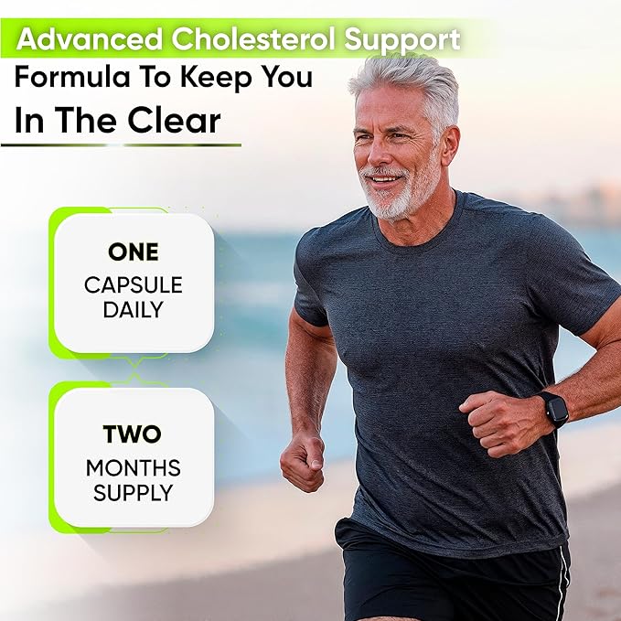 Heart Health Cholesterol Supplements - Cholesterol Health & Heart Support with Plant Sterols, Niacin & Garlic Powder.Vitamins Pills for Healthy Cholesterol and Healthy Heart.Two Months Supply.