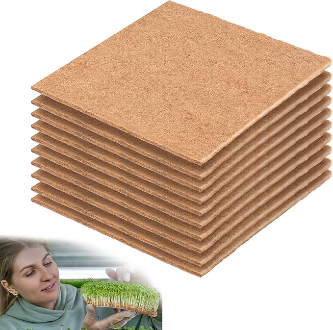 U0U 10PCS Jute Microgreens Grow Mats, Hemp Grow Mats for Microgreens, Microgreens Growing Trays,Hydroponic Growing Kits for Microgreens Wheatgrass and Sprouts Organic Production (10, 10"x 10")