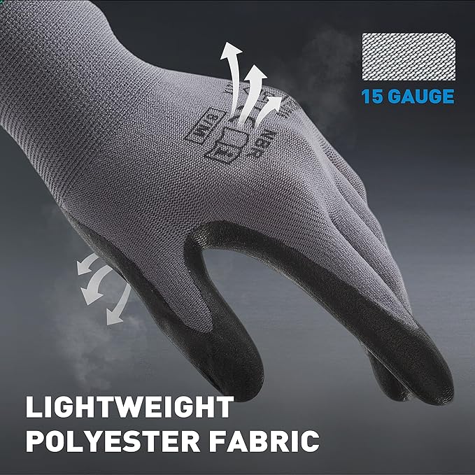 S SATC Safety Work Gloves Foam Nitrile Coated Touchscreen Knit Nylon Gloves for Men & Women, Ideal for Gardening, Warehouse