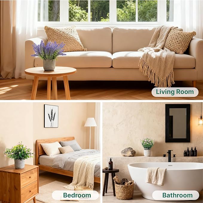 3-Pack Potted Artificial Plants, Small Eucalyptus Faux Plants for Shelf Desk Home Bathroom Farmhouse Room Coffee Table Decor (Pink Purple)