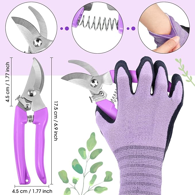 WILLBOND Floral Arrangement Kit, Valentine Rose Thorn Stripper Tool Garden Pruning Shears Scissors Rose Thorn Remover Pruner Trimmer Gloves Tapes Florist Garden Tool Gift Kit for Women(Purple)