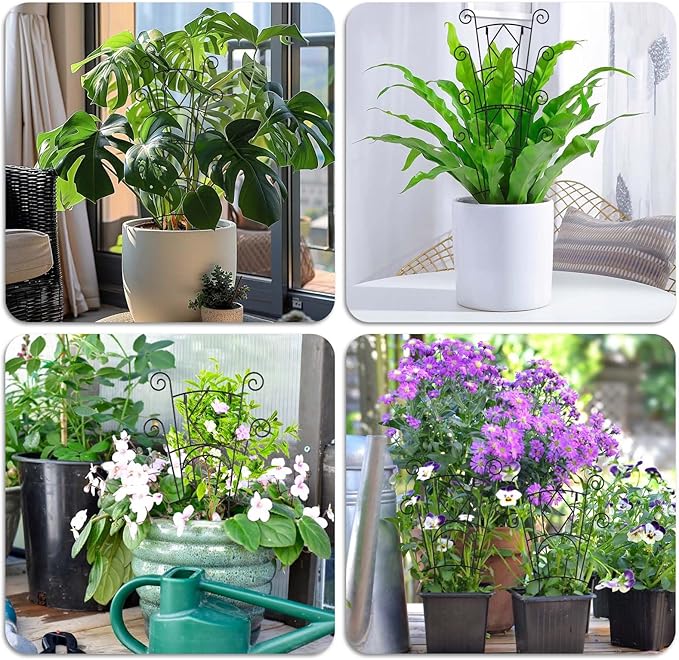 Yhtpouqe Stackable Plant Support Stakes, 2 Pack Metal Twig Plants Trellis for Indoor and Outdoor Use, Garden Accessories for House Potted Flower Monstera Trumpets 15.35 inch