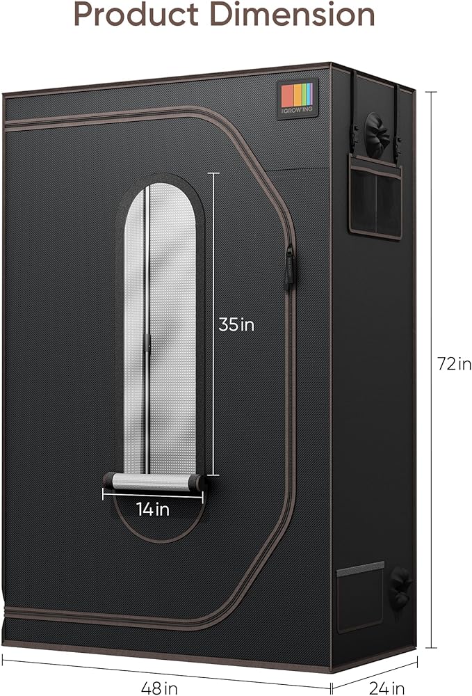 The Growing 4x2 Grow Tent 48"x24"x72", Tall Slim Light Proof Indoor Hydroponic Grow Tent with Reflective Mylar Observation Window for Indoor Plant Growing
